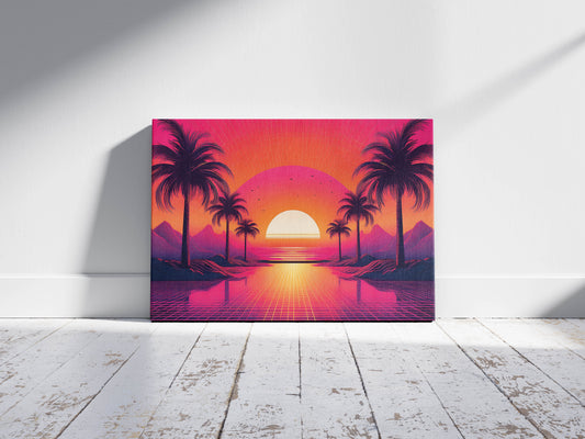Sunset Circuit – 80s Dreamscape: Synthwave Sunset Art - 80s Aesthetic