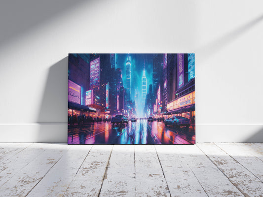 Digital Dusk – Techno Metropolis: Cyberpunk City Art - Futuristic Neon Decor