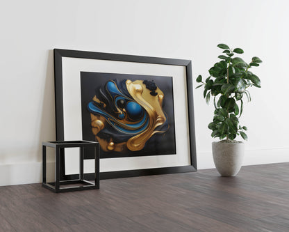 Navy and Gold Odyssey - Abstract Art