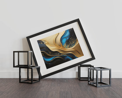 Navy and Gold Symphony - Abstract Art