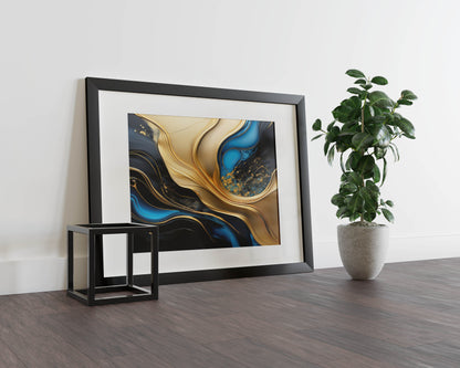 Navy and Gold Symphony - Abstract Art