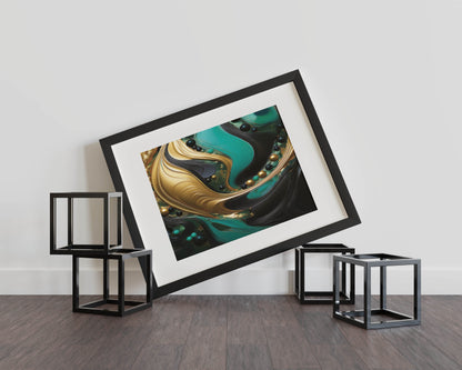 Teal and Gold Serenade - Abstract Art