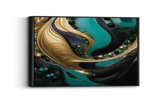 Teal and Gold Serenade - Abstract Art