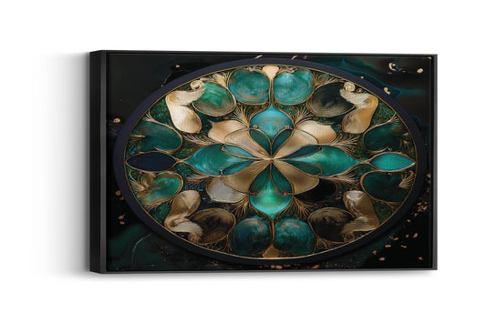 Teal and Gold Radiance - Abstract Art
