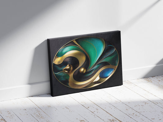 Teal and Gold Odyssey - Abstract Art