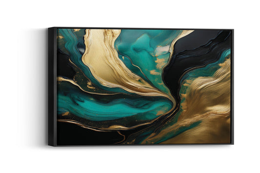 Teal and Gold Symphony – Abstract Wall Art
