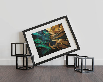 Teal and Gold Harmony - Abstract Art