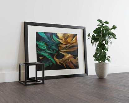 Teal and Gold Harmony - Abstract Art