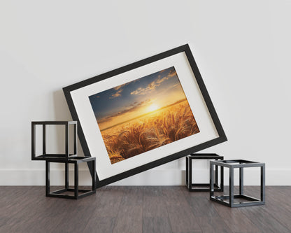 Golden Horizons – A Sunset-Kissed Wheat Field of Tranquility