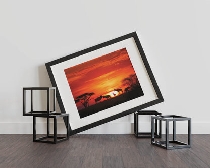 African Savannah Sunset – Luxury Canvas and Framed Wall Art