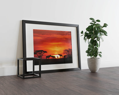 African Savannah Sunset – Luxury Canvas and Framed Wall Art