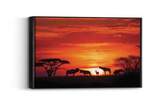 African Savannah Sunset – Luxury Canvas and Framed Wall Art