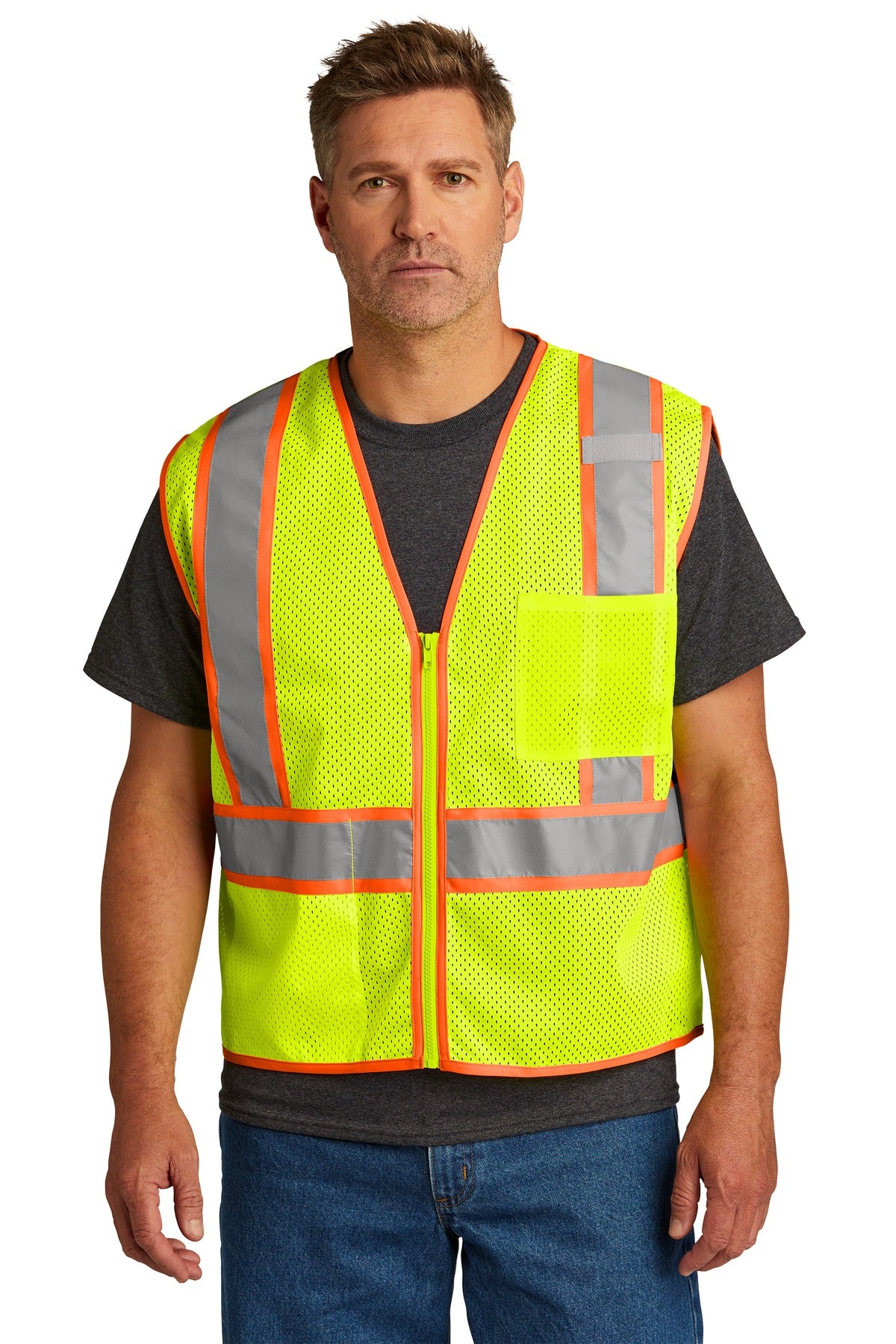 CornerStone ANSI 107 Class 2 Mesh Zippered Two-Tone Vest. CSV103