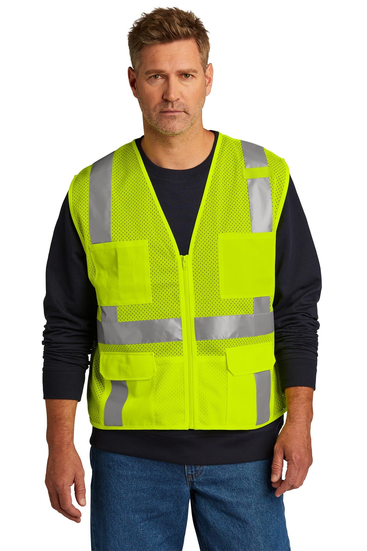 CornerStone ANSI 107 Class 2 Mesh Six-Pocket Zippered Vest. CSV104