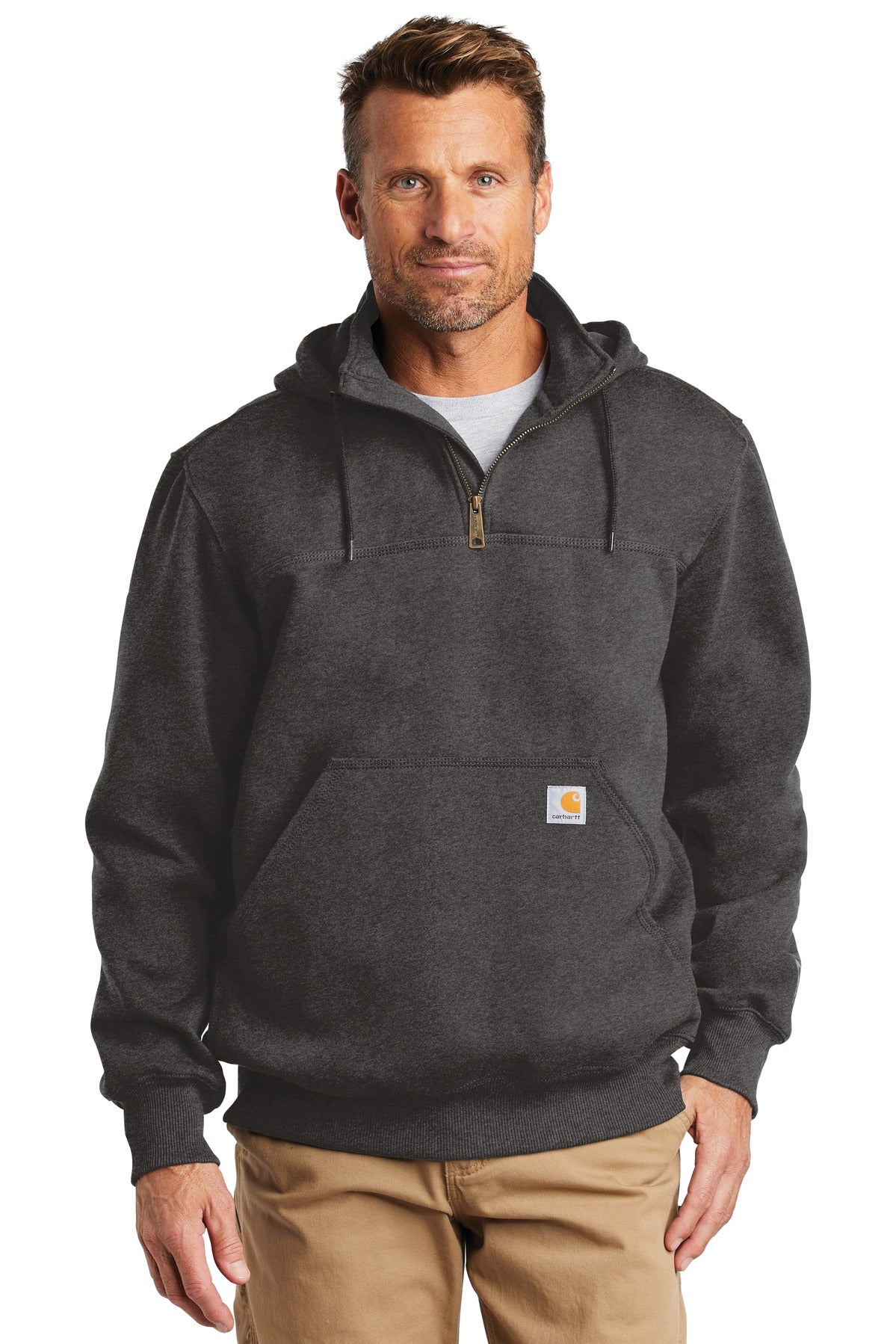 Carhartt Rain Defender Paxton Heavyweight Hooded Zip Mock Sweatshirt. CT100617