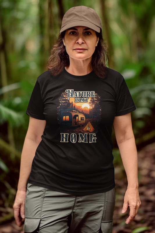 Camping Shirt - Nature is my Home Black Shirt