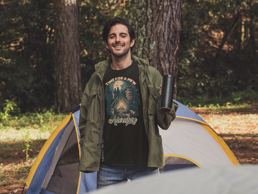 Camping Shirt - Time for a New Adventure Black Shirt