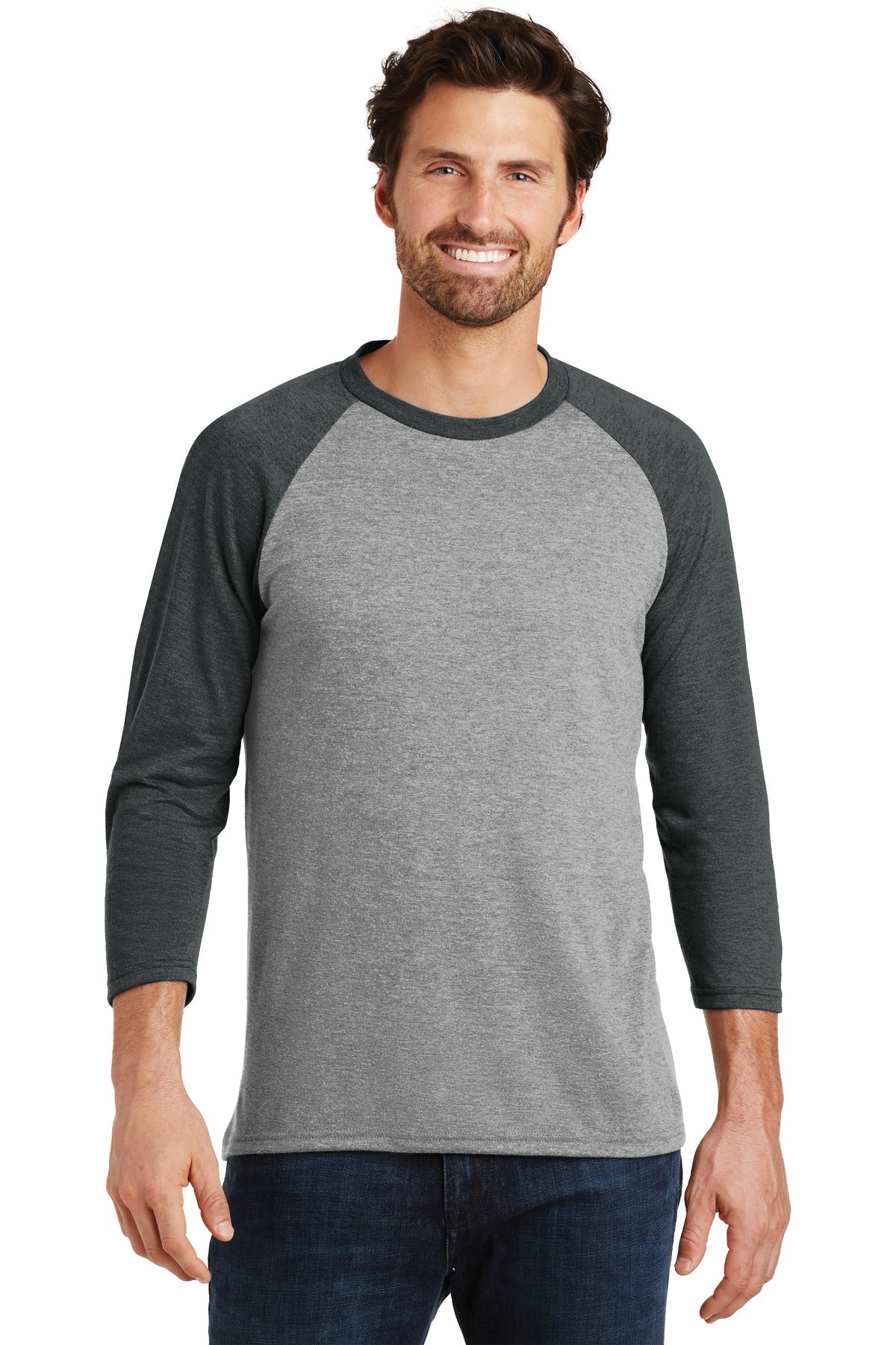 District Perfect Tri 3/4-Sleeve Raglan. DM136