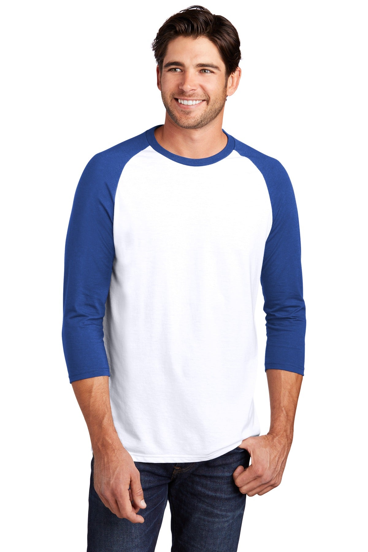 District Perfect Tri 3/4-Sleeve Raglan. DM136