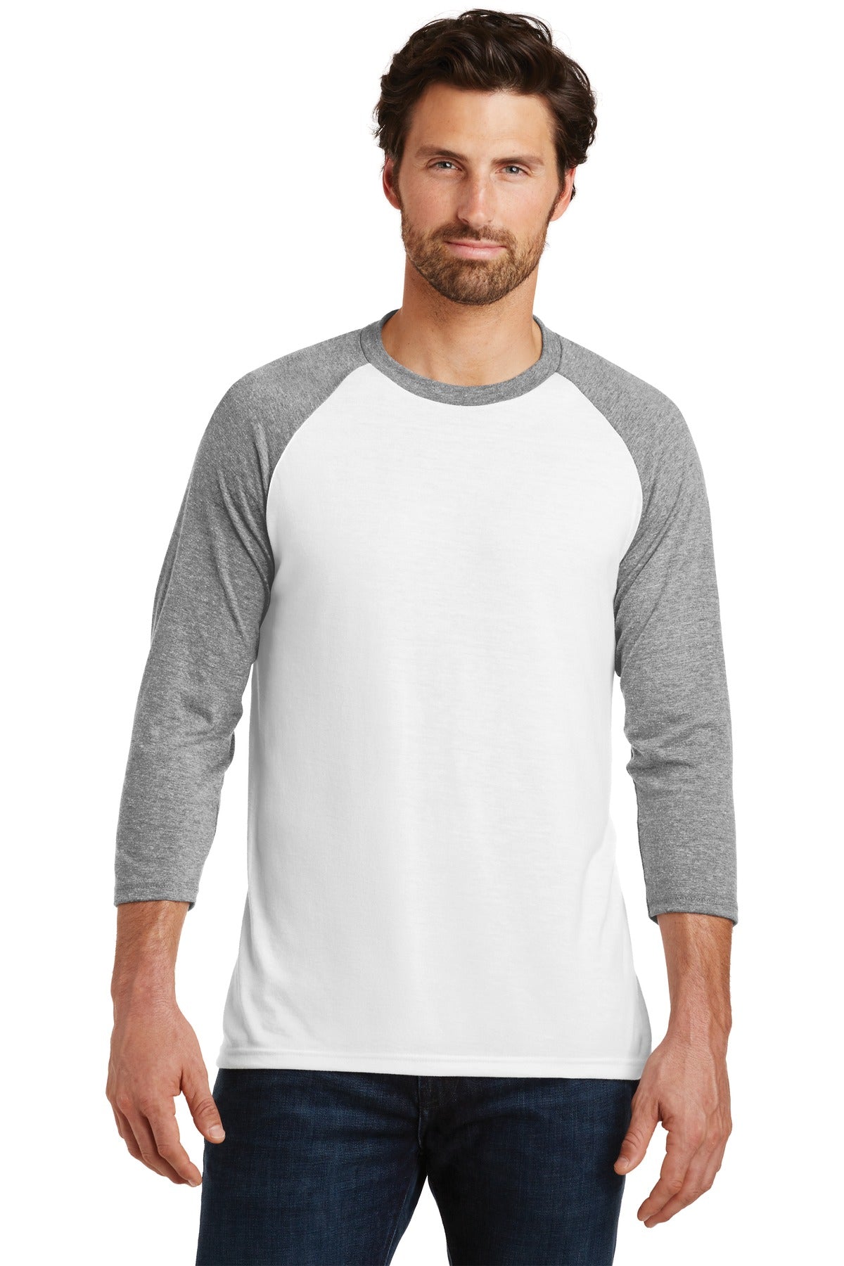 District Perfect Tri 3/4-Sleeve Raglan. DM136