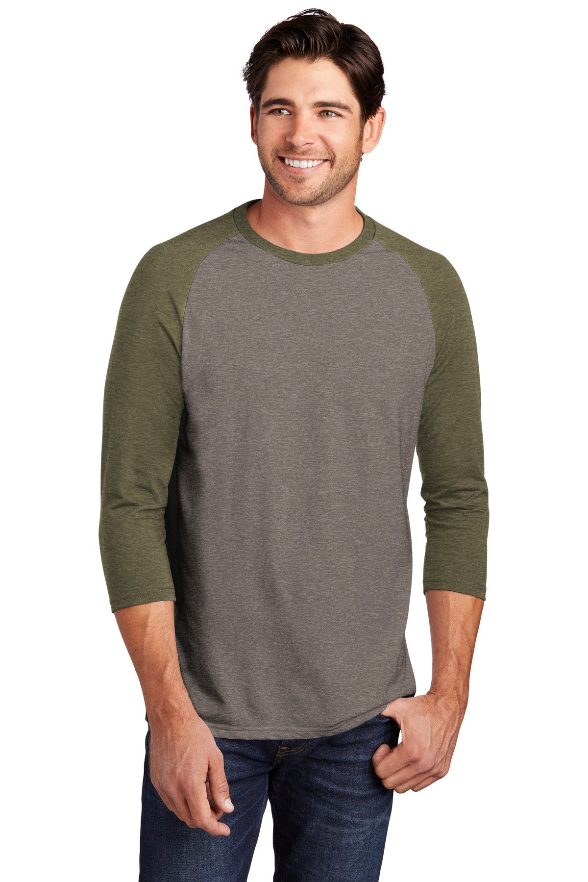 District Perfect Tri 3/4-Sleeve Raglan. DM136