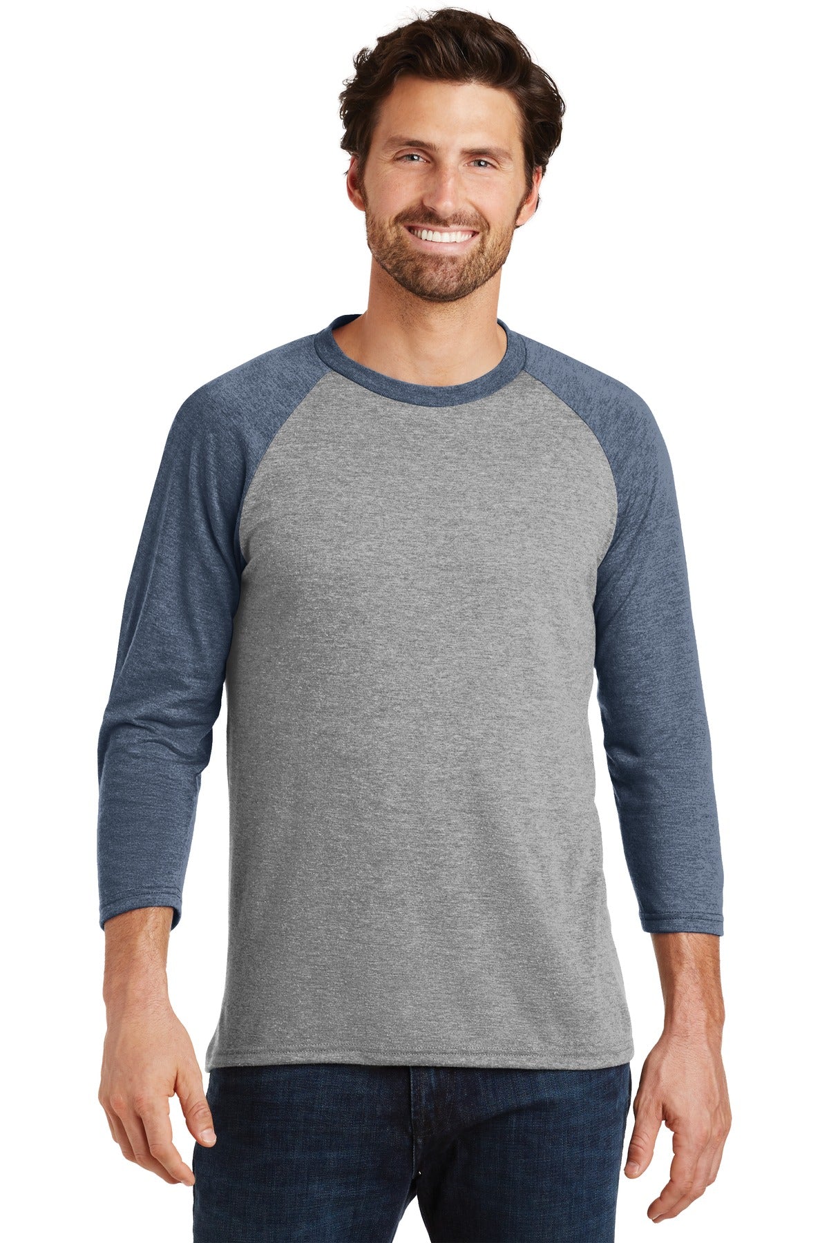 District Perfect Tri 3/4-Sleeve Raglan. DM136