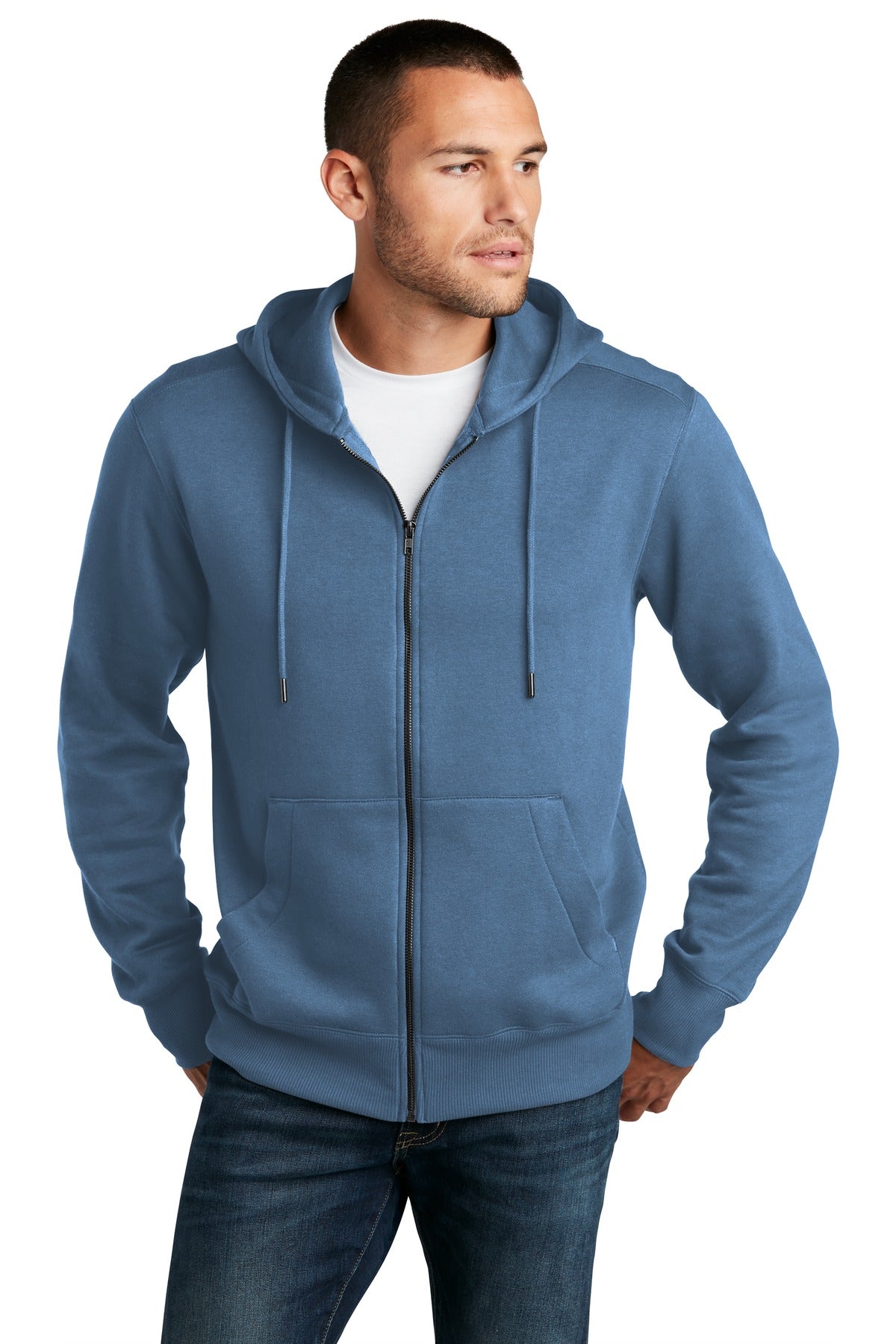 District Perfect Weight Fleece Full-Zip Hoodie DT1103