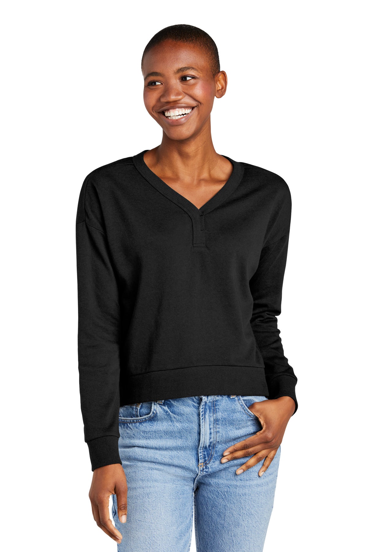 District Women's Perfect Tri Fleece V-Neck Sweatshirt DT1312