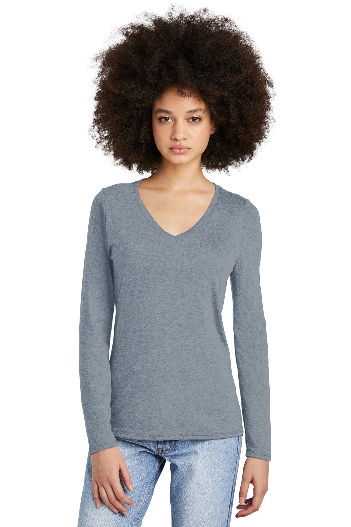 District Women's Perfect Tri Long Sleeve V-Neck Tee DT135