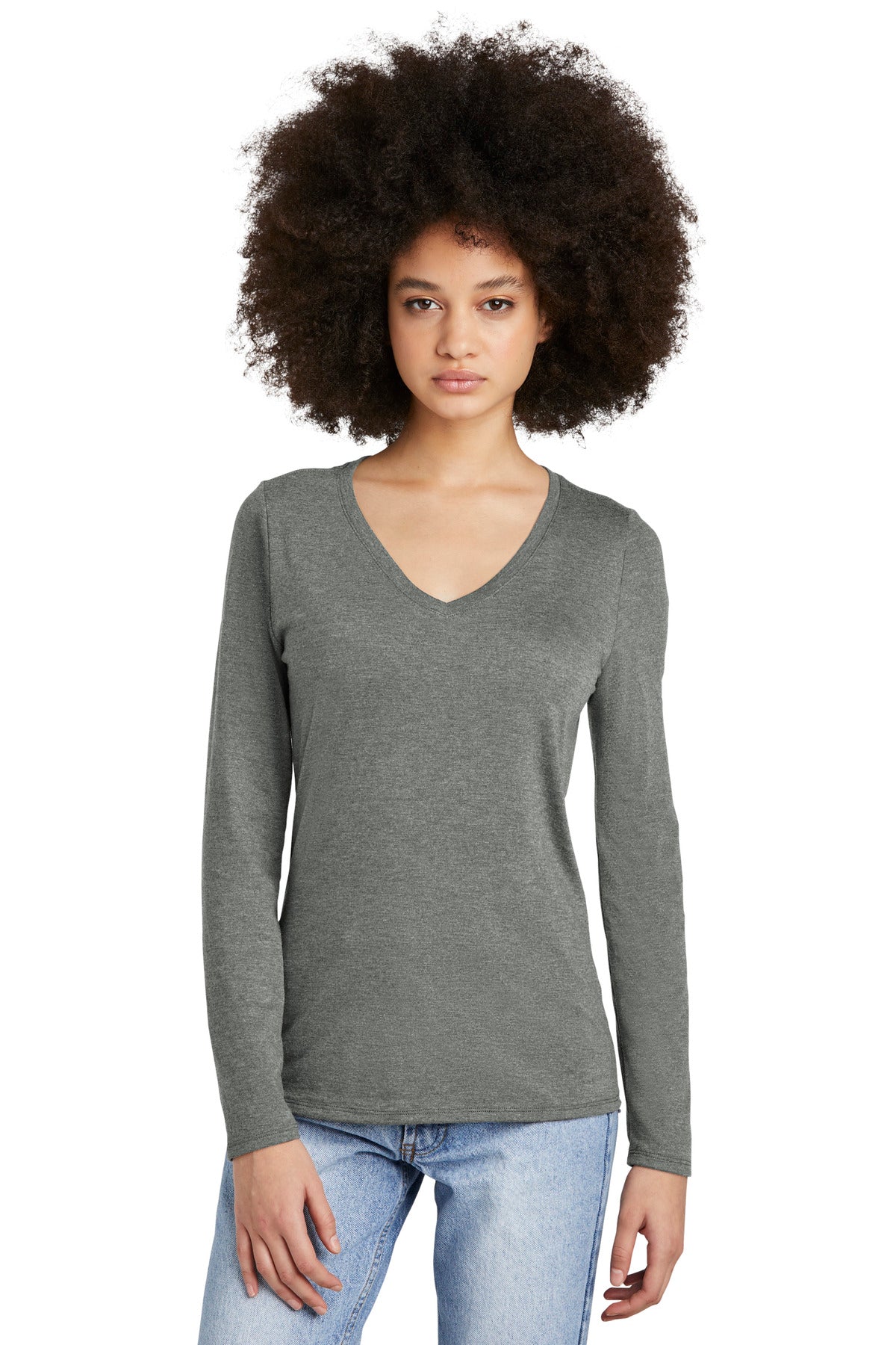 District Women's Perfect Tri Long Sleeve V-Neck Tee DT135