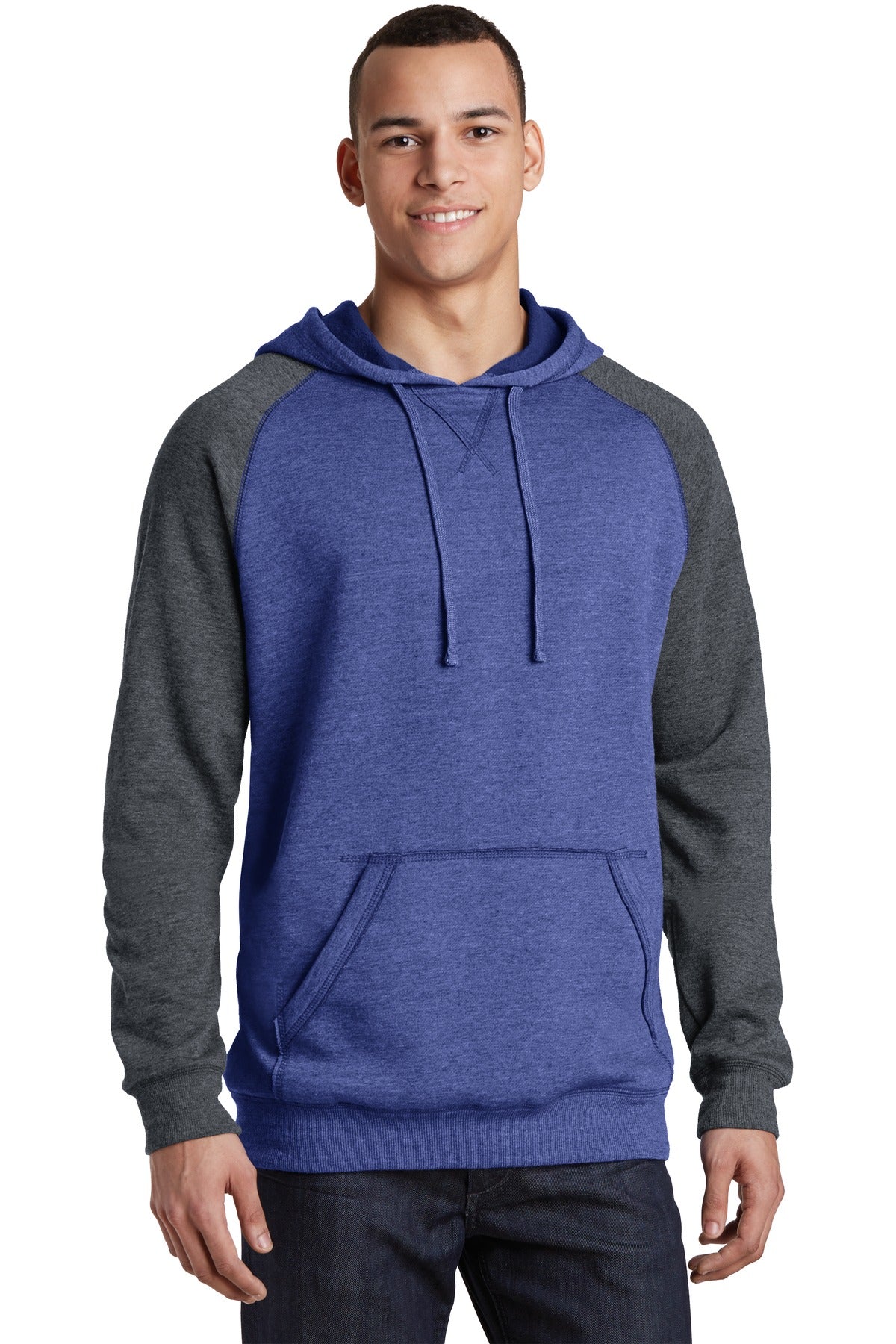 DistrictÂ® Young Mens Lightweight Fleece Raglan Hoodie.  DT196