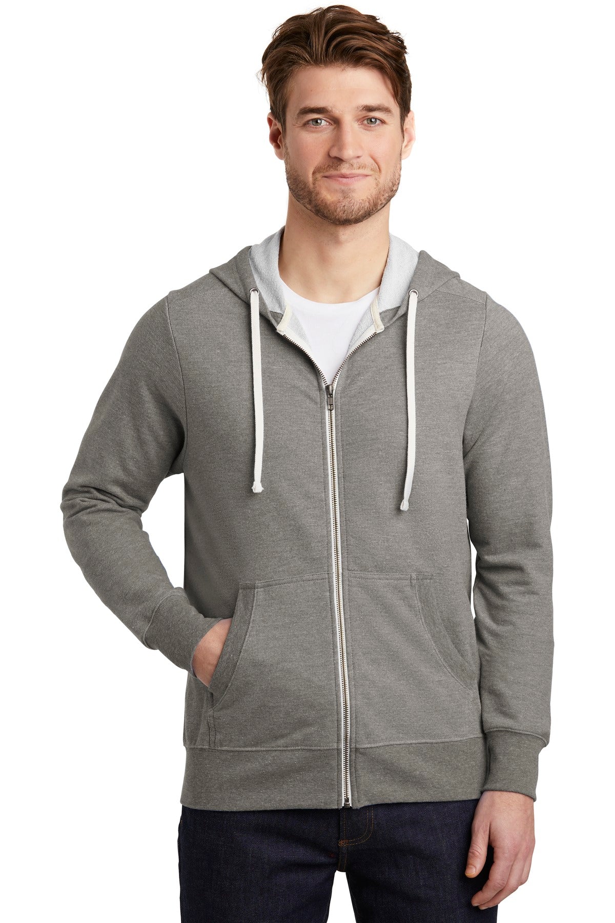 District Perfect Tri French Terry Full-Zip Hoodie. DT356