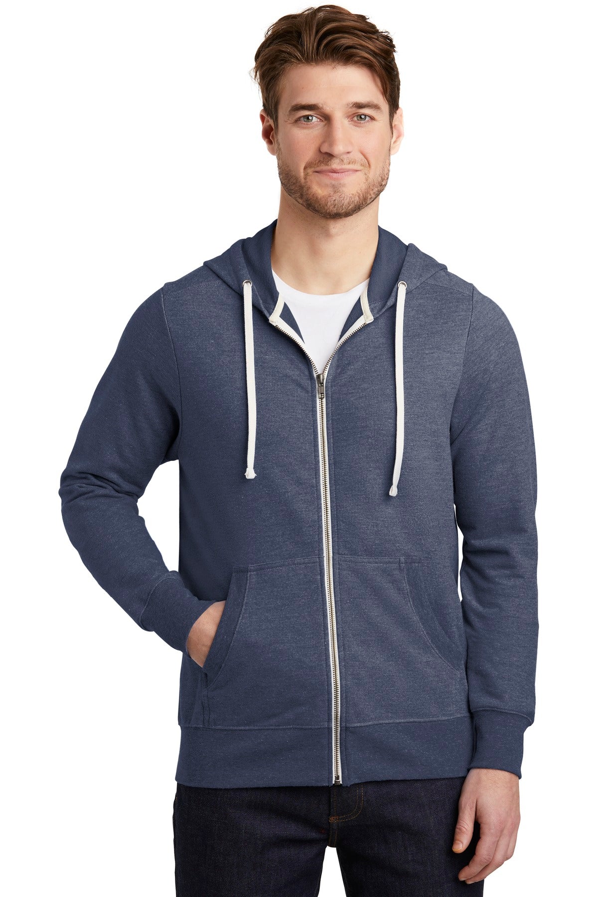 District Perfect Tri French Terry Full-Zip Hoodie. DT356