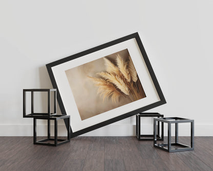 Pampas - Whispering Wilderness Dried Pampas Grass - Warm Beige Tones Against a Neutral Textured Backdrop
