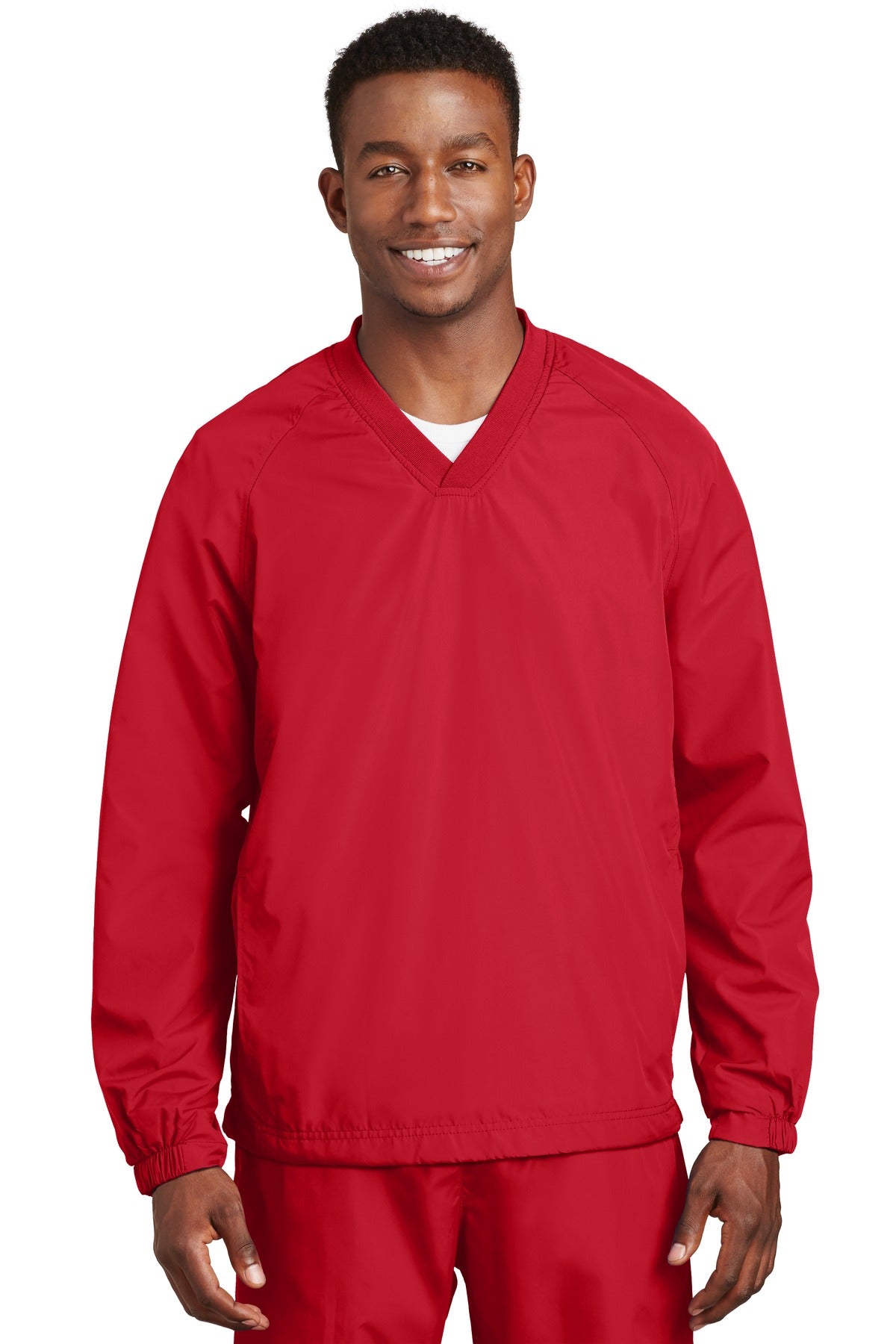 Sport-Tek V-Neck Raglan Wind Shirt. JST72