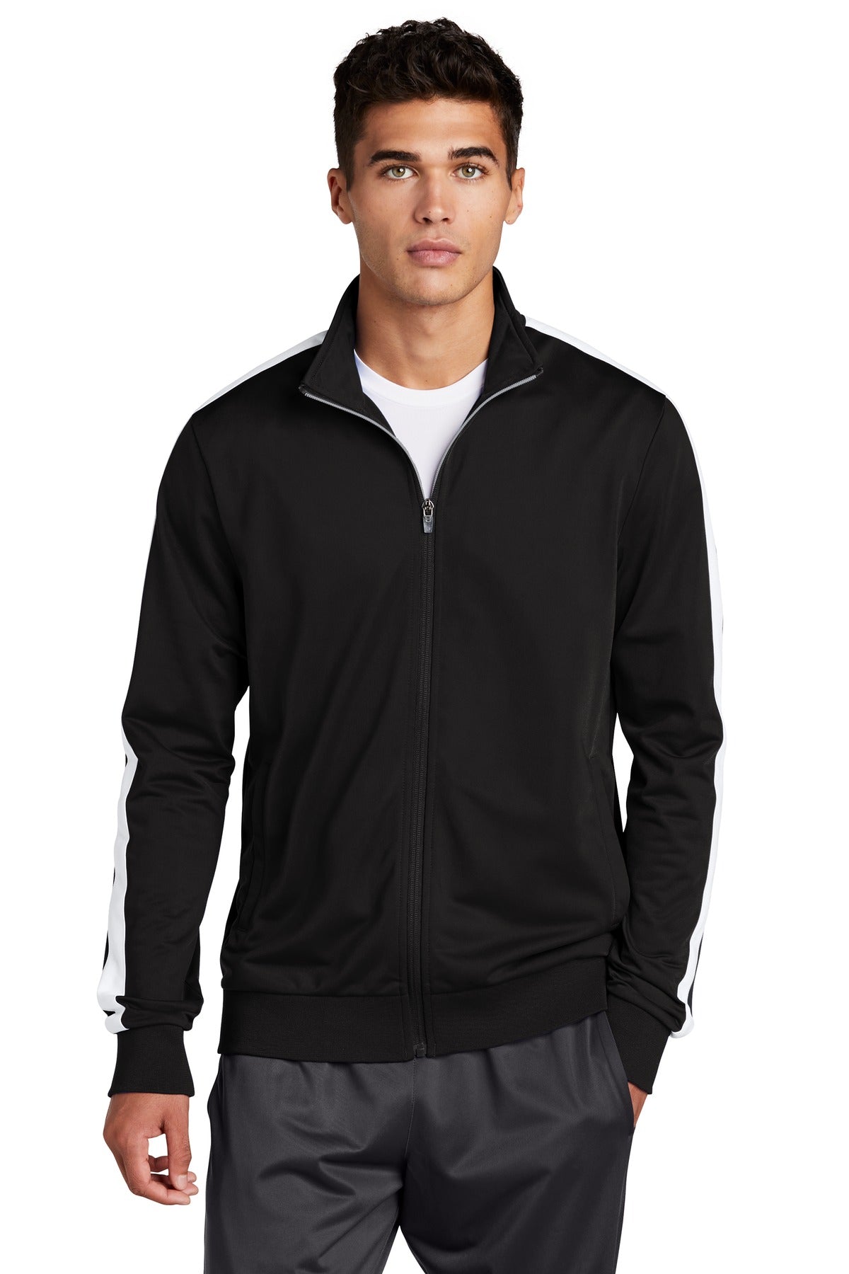 Sport-Tek Tricot Sleeve Stripe Track Jacket. JST94