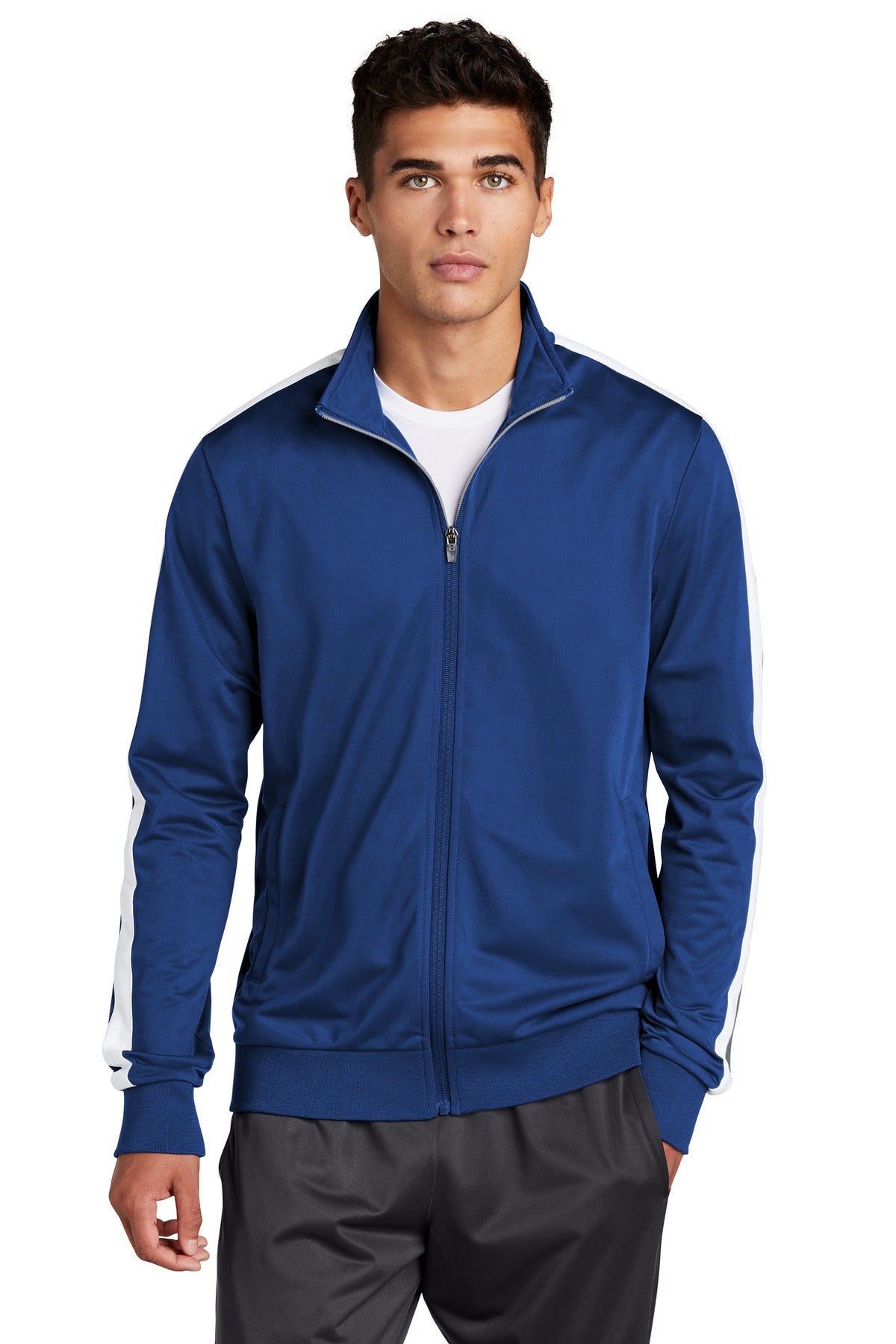 Sport-Tek Tricot Sleeve Stripe Track Jacket. JST94