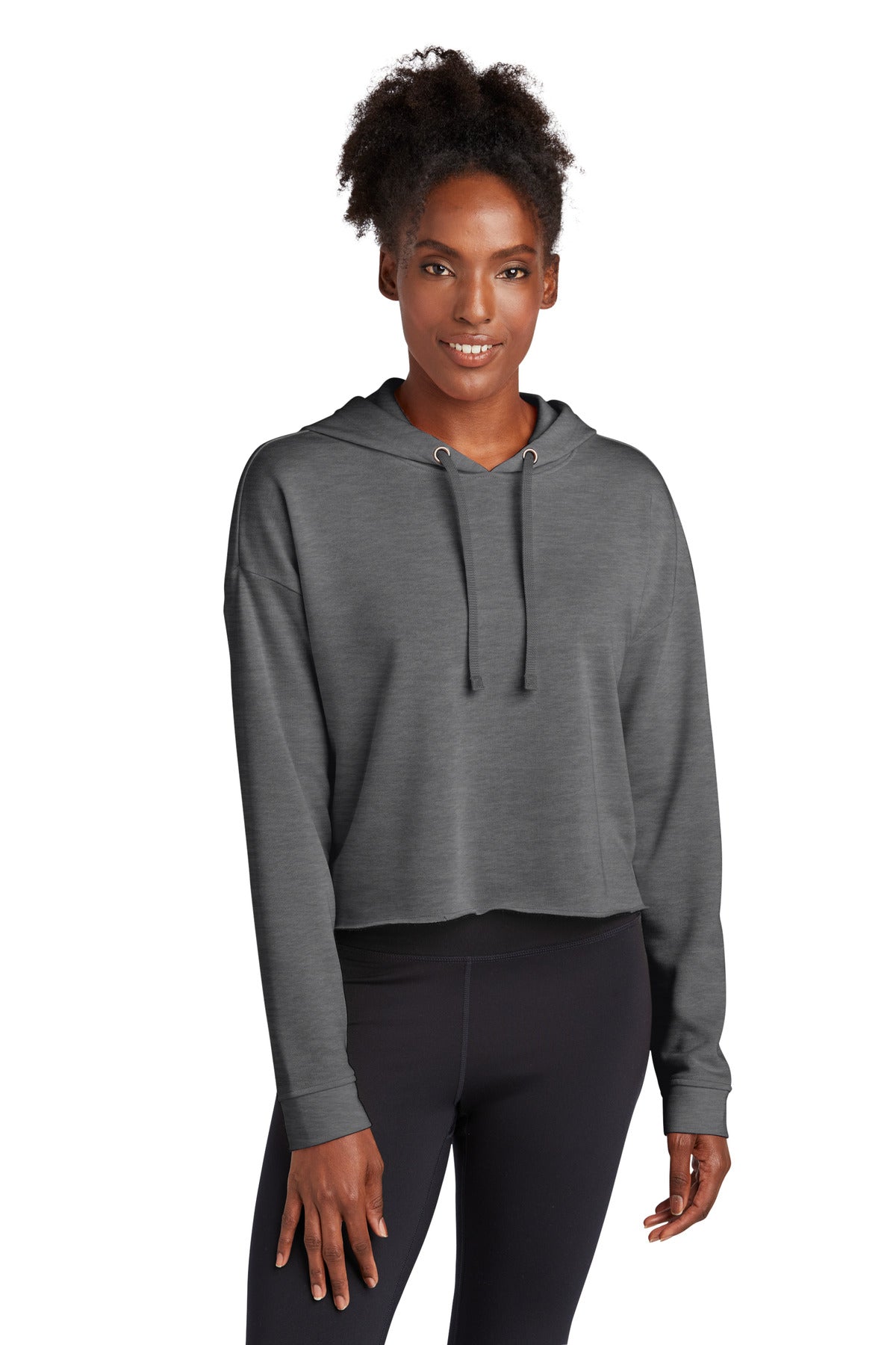 Sport-Tek Ladies PosiCharge Tri-Blend Wicking Fleece Crop Hooded Pullover LST298