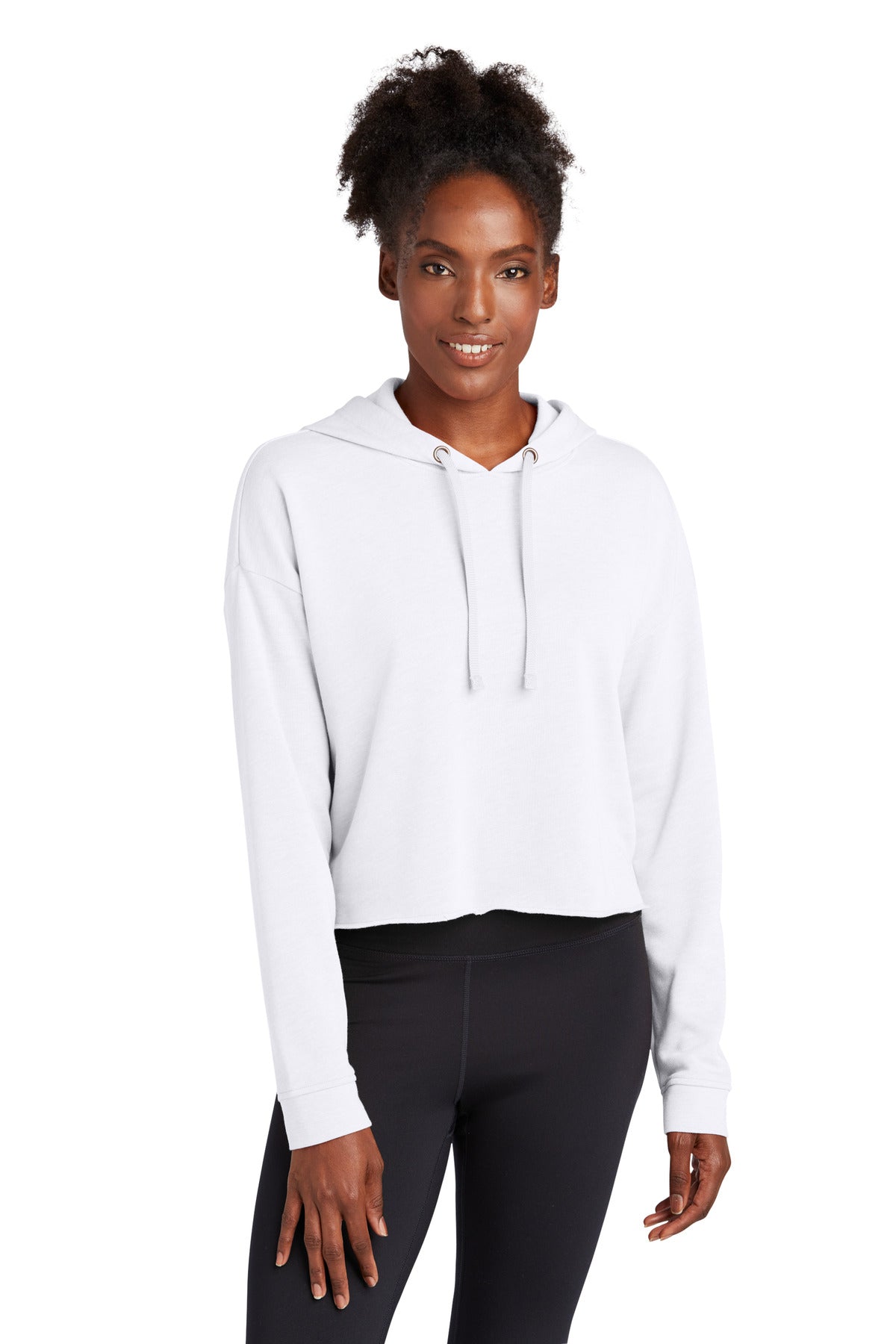 Sport-Tek Ladies PosiCharge Tri-Blend Wicking Fleece Crop Hooded Pullover LST298