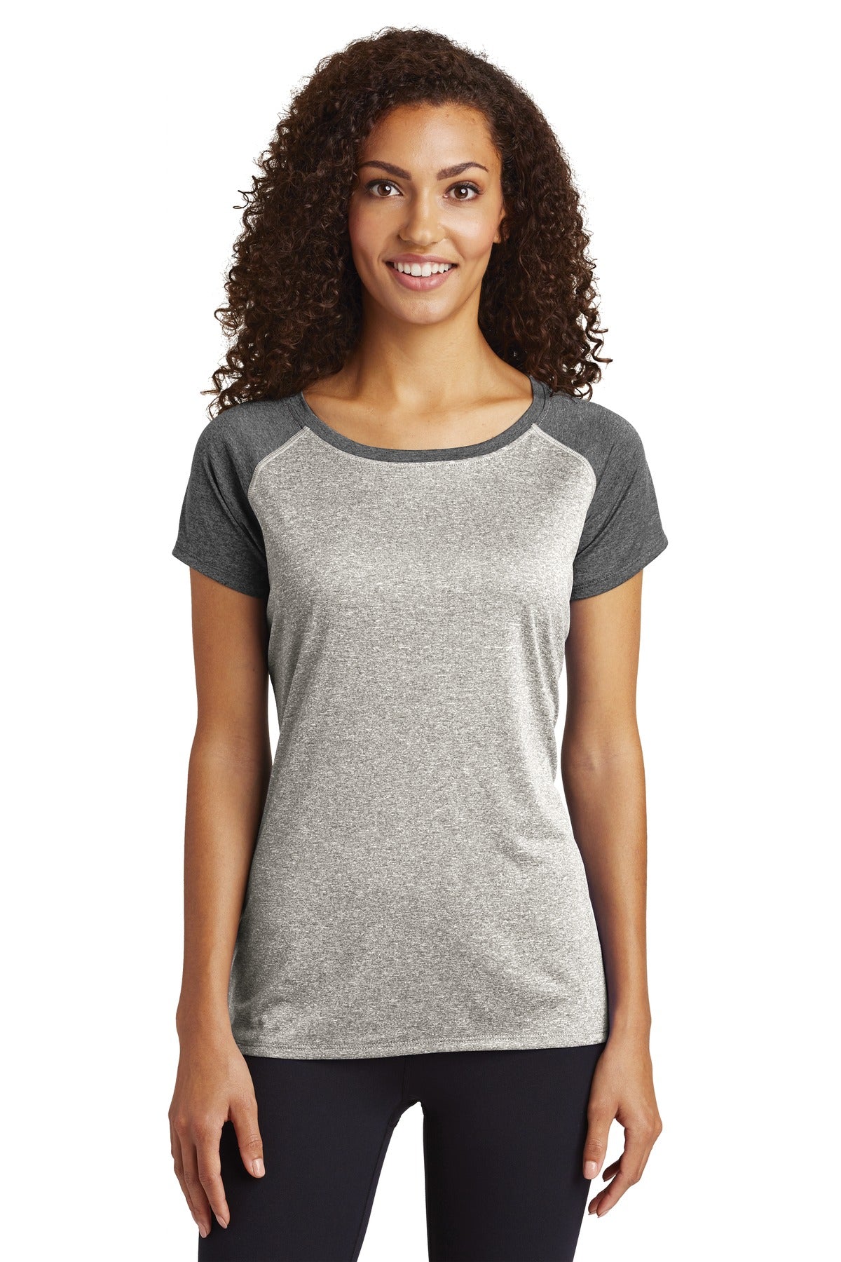 Sport-Tek Ladies Heather-On-Heather Contender Scoop Neck Tee. LST362