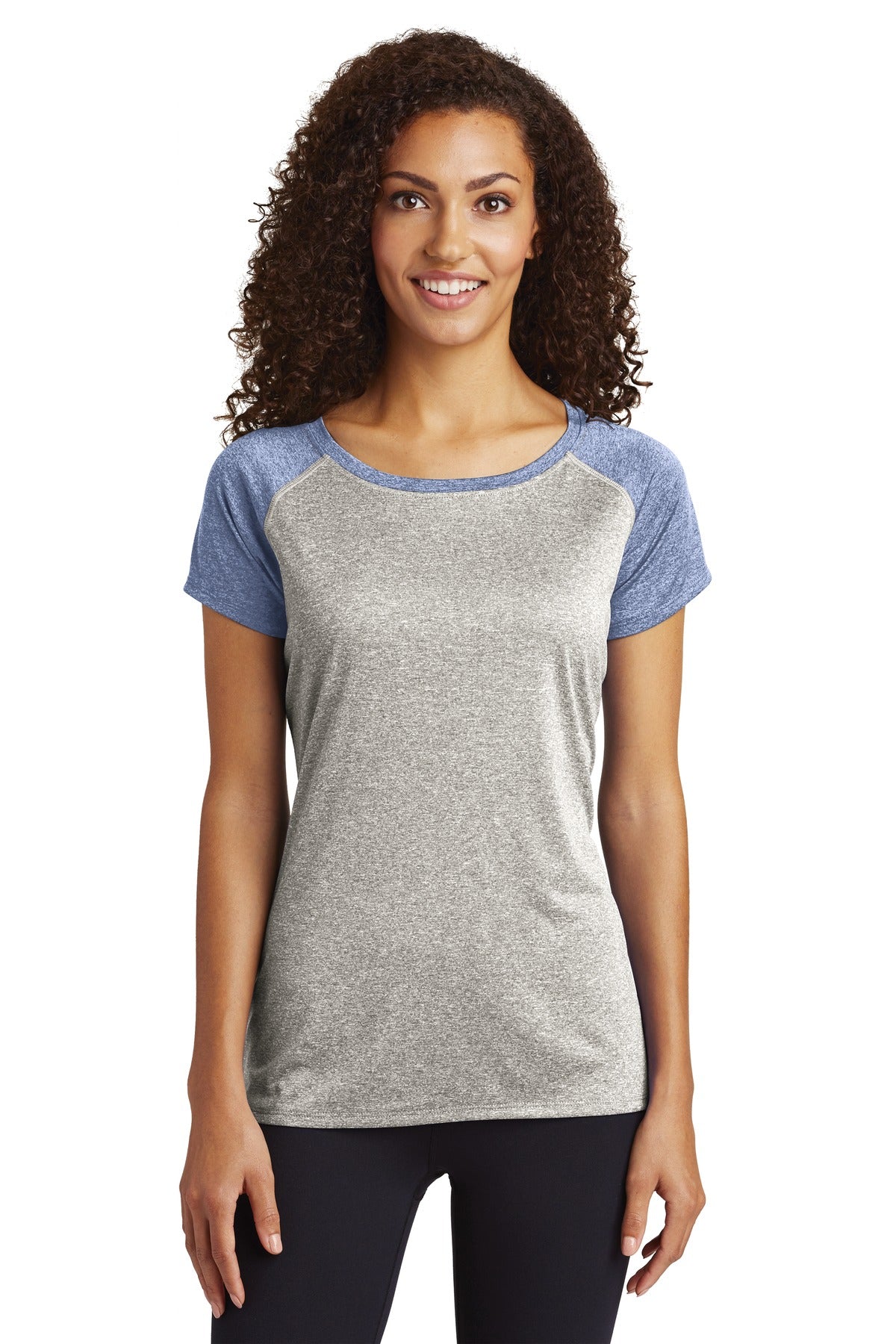 Sport-Tek Ladies Heather-On-Heather Contender Scoop Neck Tee. LST362