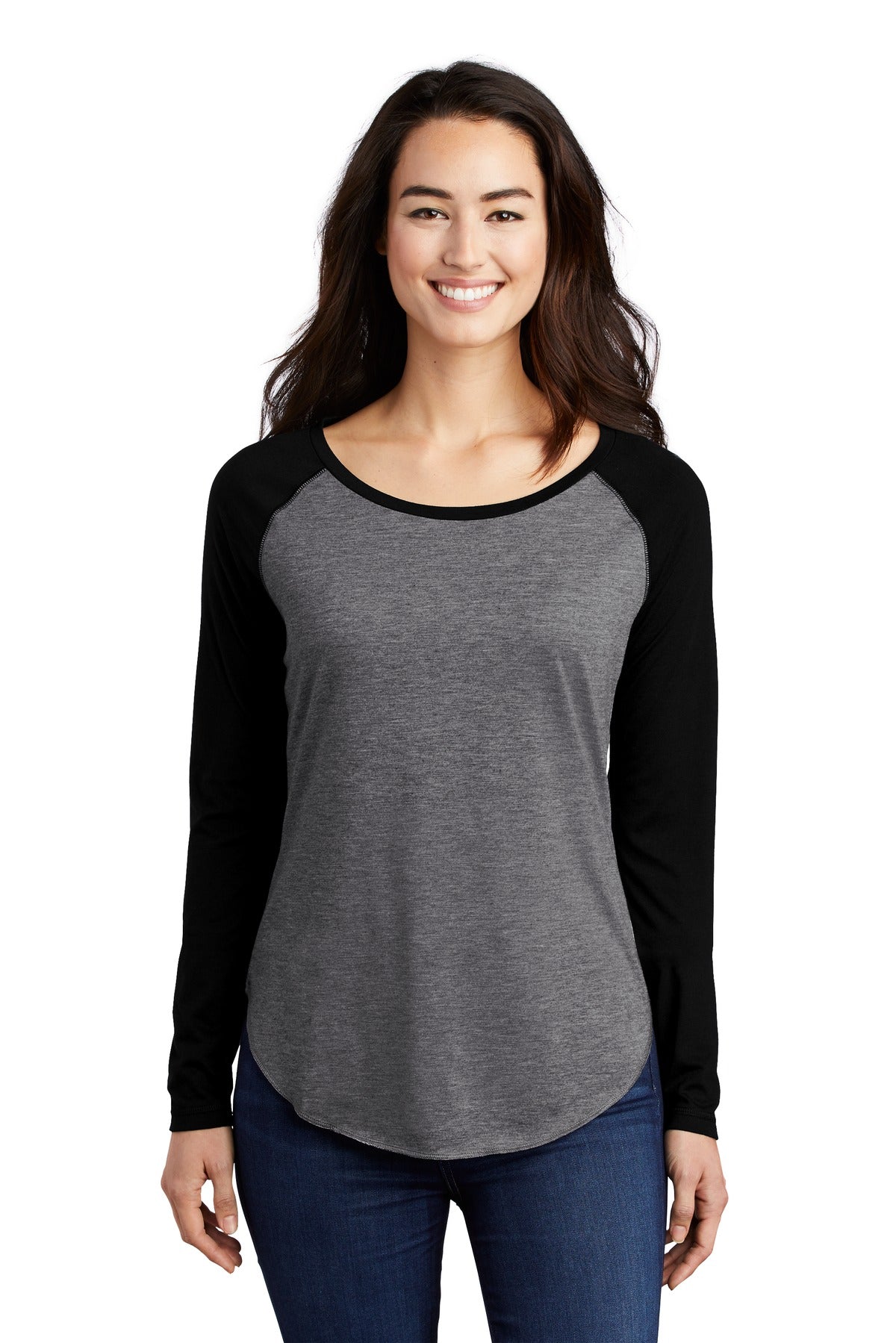 Sport-Tek Ladies PosiCharge Long Sleeve Tri-Blend Wicking Scoop Neck Raglan Tee LST400LS