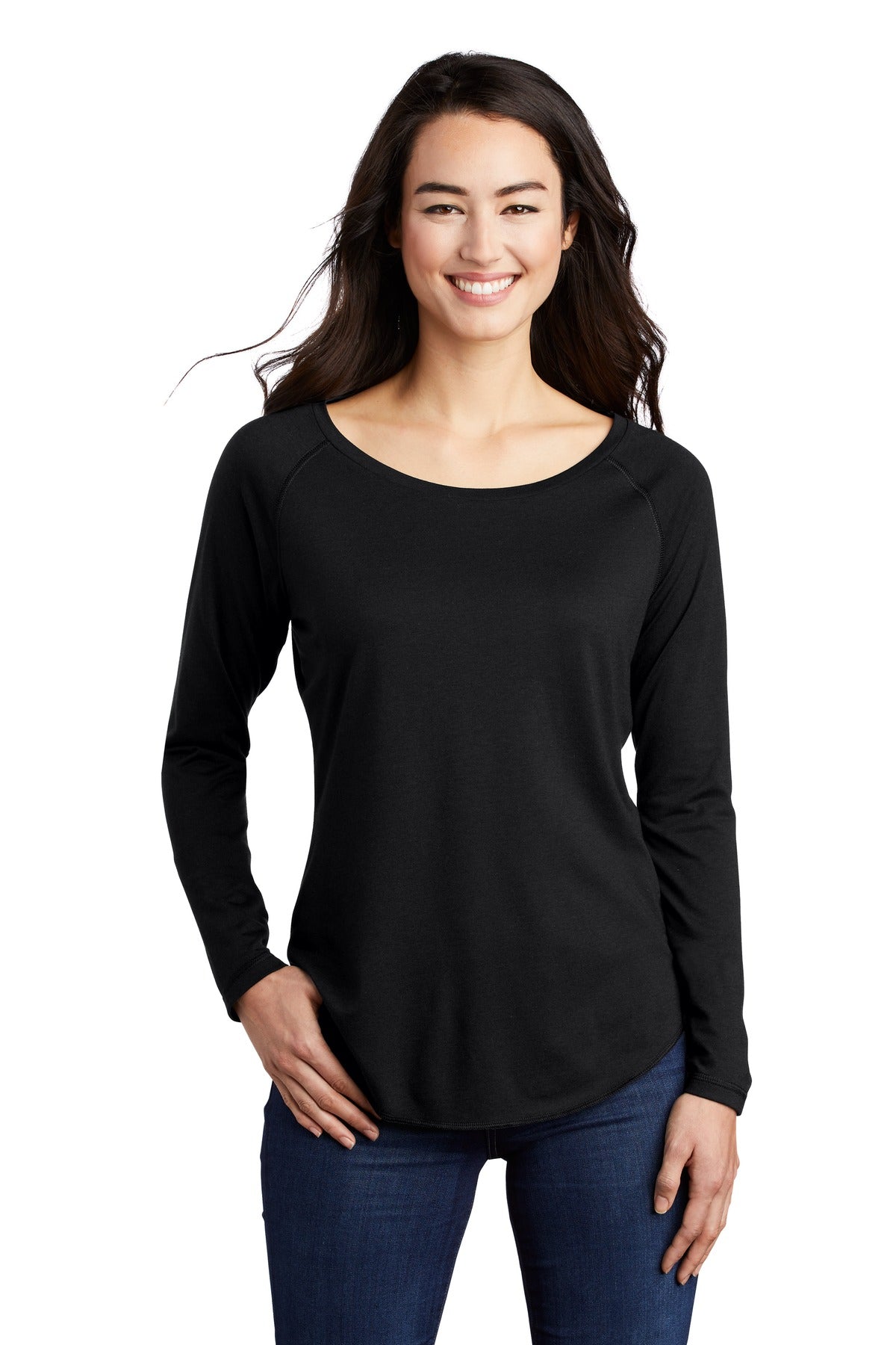 Sport-Tek Ladies PosiCharge Long Sleeve Tri-Blend Wicking Scoop Neck Raglan Tee LST400LS