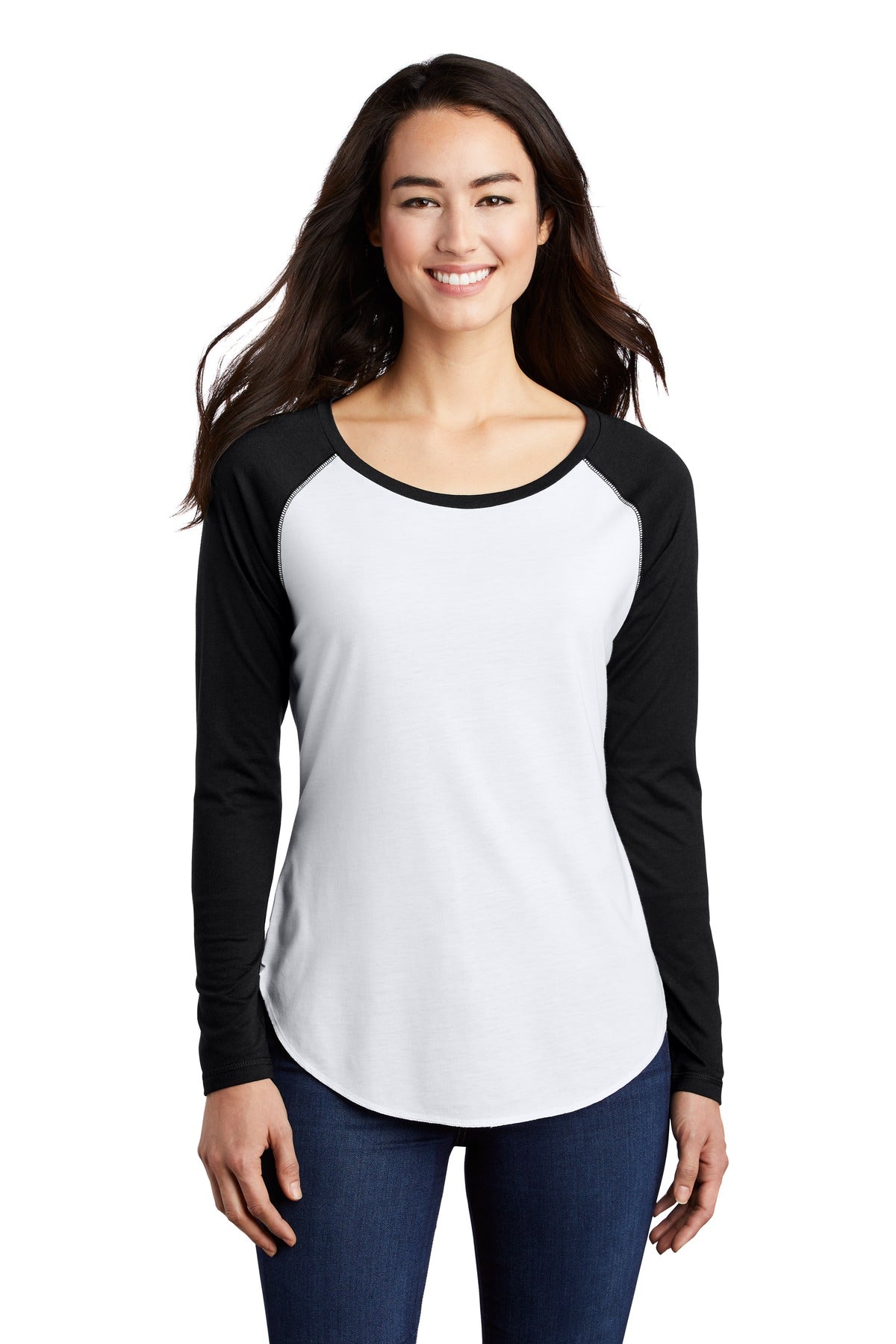 Sport-Tek Ladies PosiCharge Long Sleeve Tri-Blend Wicking Scoop Neck Raglan Tee LST400LS