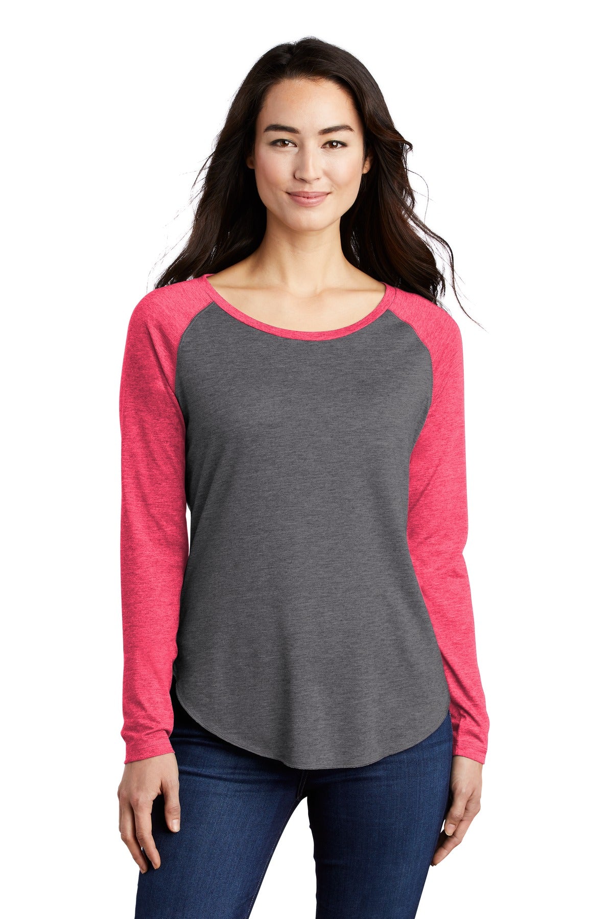 Sport-Tek Ladies PosiCharge Long Sleeve Tri-Blend Wicking Scoop Neck Raglan Tee LST400LS