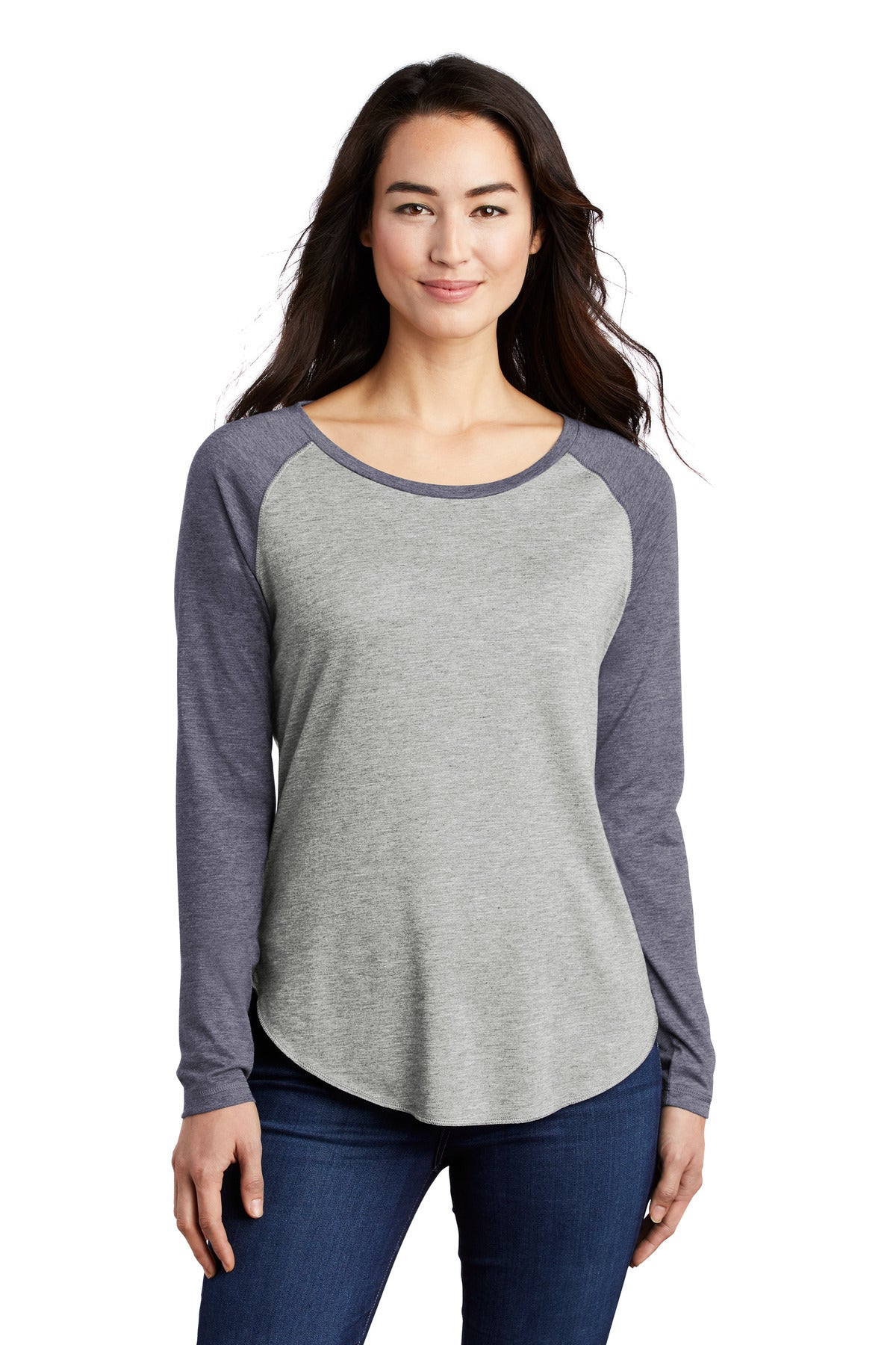 Sport-Tek Ladies PosiCharge Long Sleeve Tri-Blend Wicking Scoop Neck Raglan Tee LST400LS