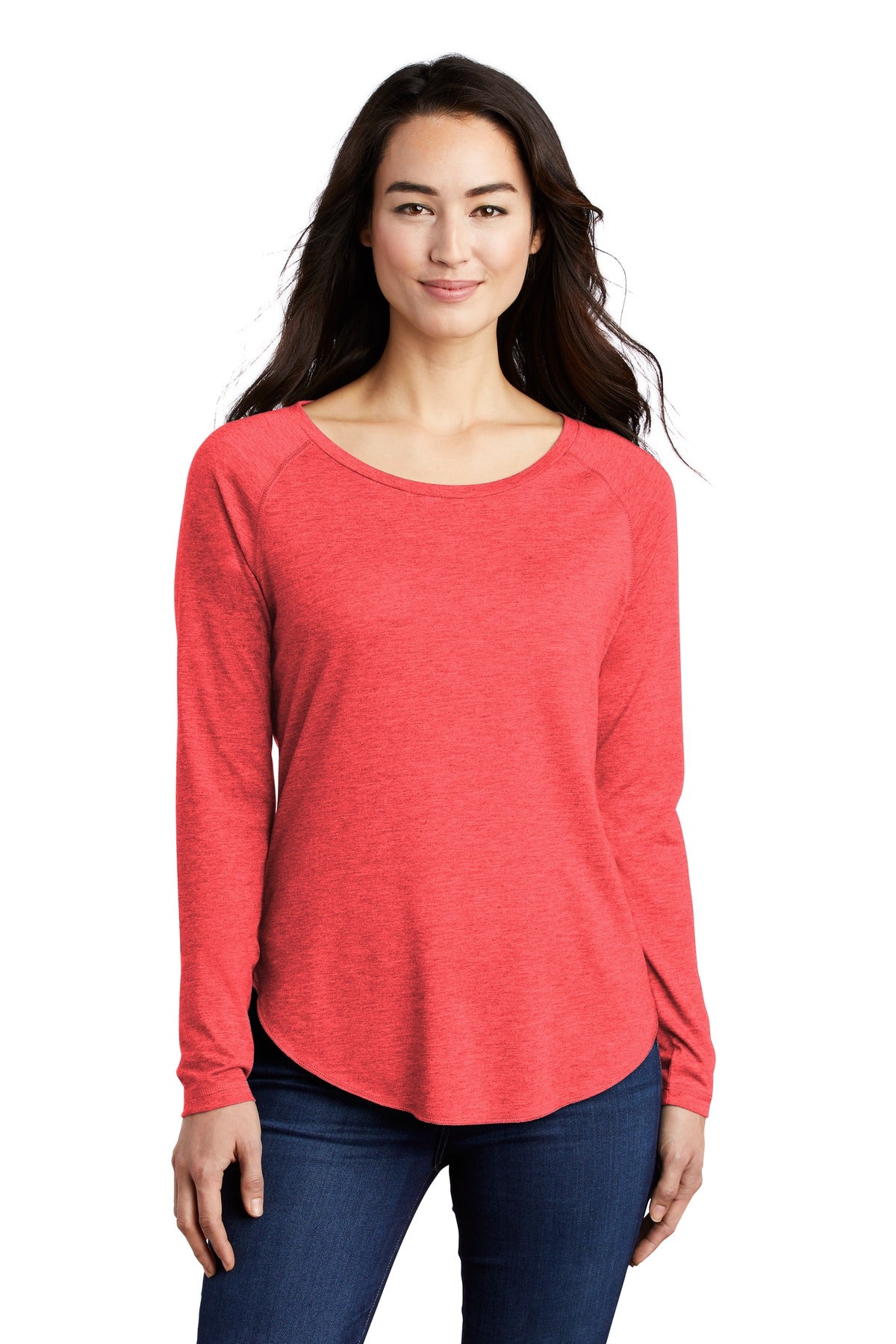 Sport-Tek Ladies PosiCharge Long Sleeve Tri-Blend Wicking Scoop Neck Raglan Tee LST400LS