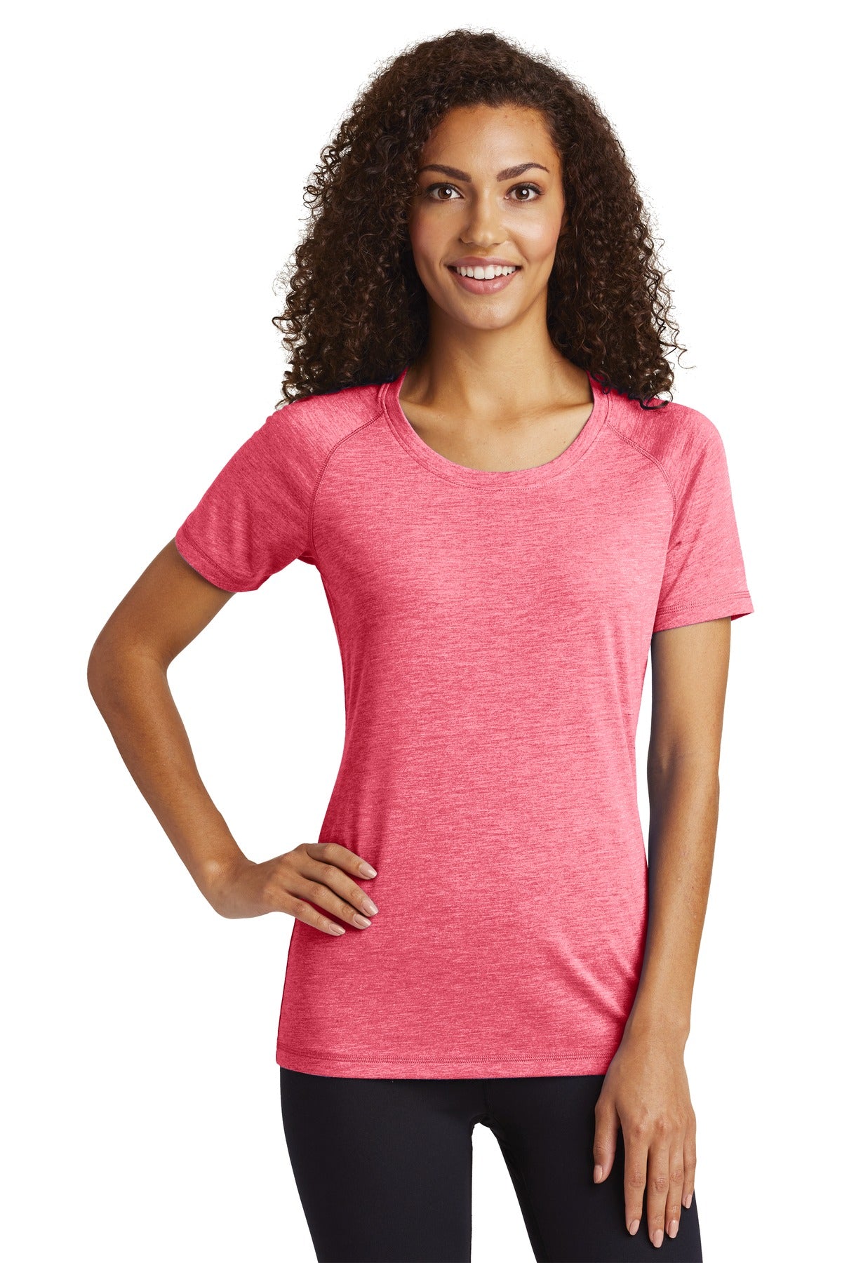 Sport-Tek Ladies PosiCharge Tri-Blend Wicking Scoop Neck Raglan Tee. LST400