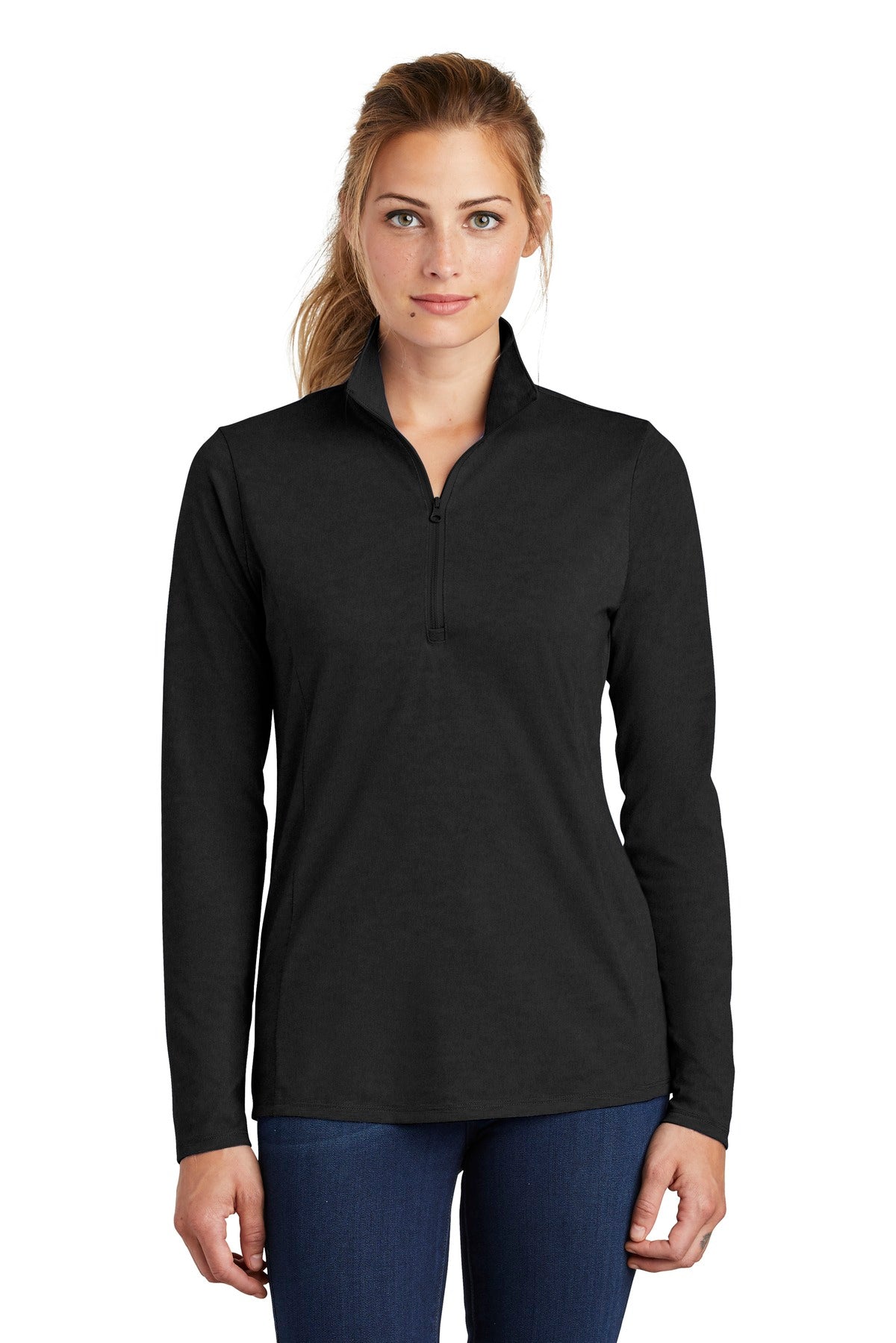 Sport-Tek Ladies PosiCharge Tri-Blend Wicking 1/4-Zip Pullover. LST407