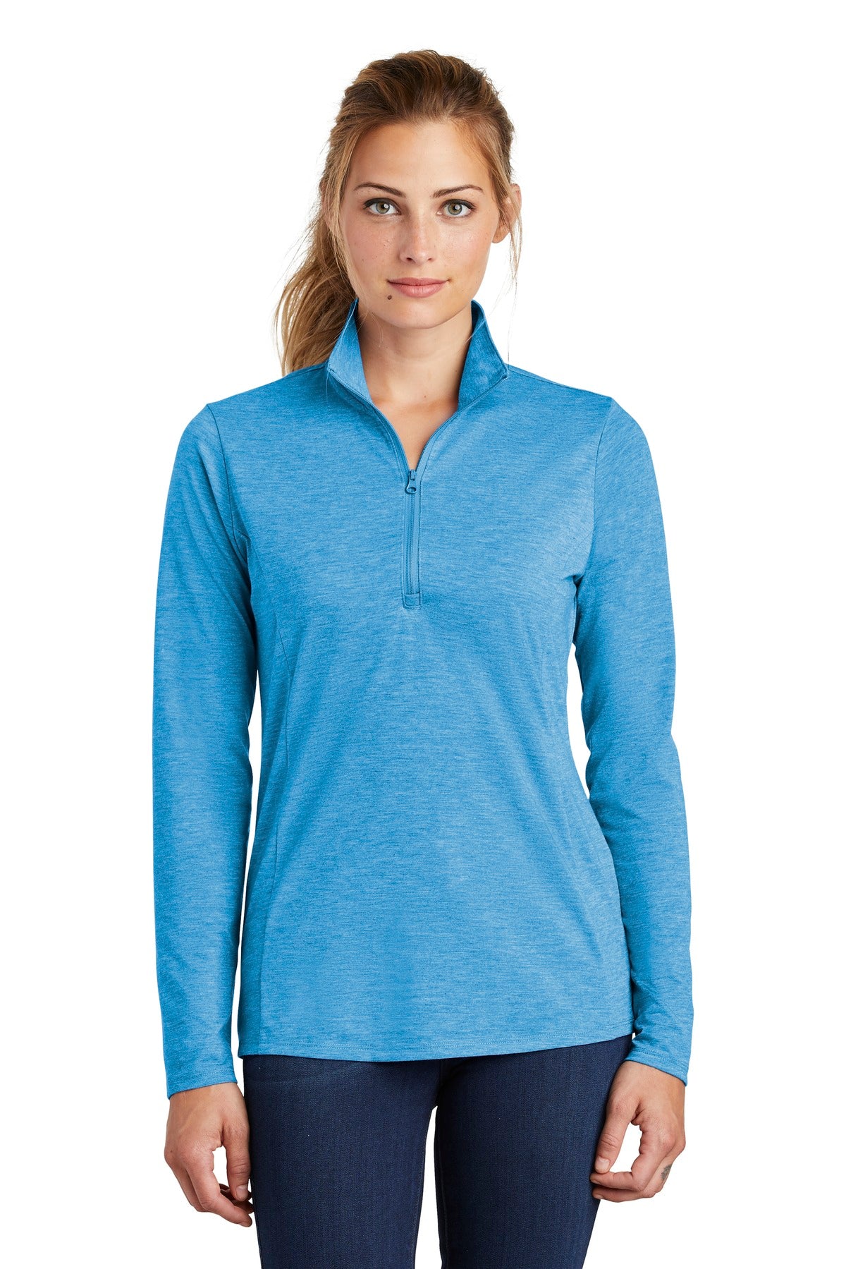 Sport-Tek Ladies PosiCharge Tri-Blend Wicking 1/4-Zip Pullover. LST407